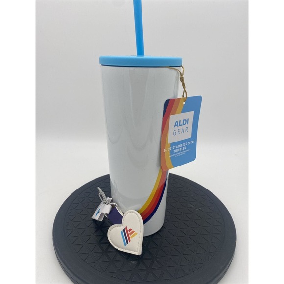 Crofton Dining Aldi Stainless Steel Tumbler White Rainbow Logo24 Fl Oz Insulated With